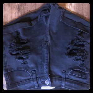 Black Jean Shorts (High Waist, Stretch)